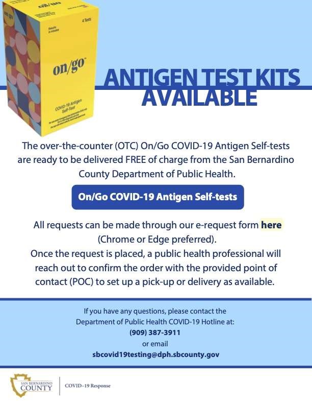 Antigen Test Kits Available in SB County